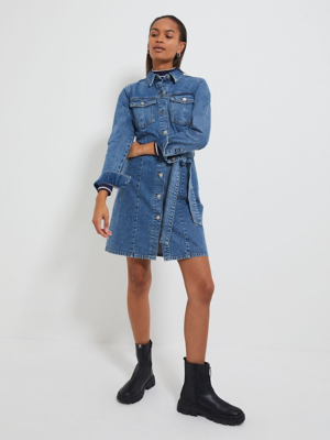 Blue Denim Shirt Mini Dress