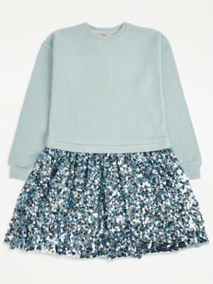 Blue Sequin Sweatshirt Dress | Kids | George at ASDA