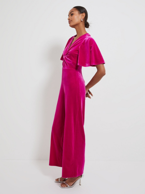 Pink Angel Sleeve Velvet Jumpsuit Women at ASDA