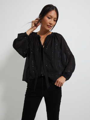 SEQUIN DRAPED CHIFFON BLOUSE main image 1