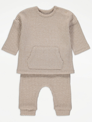 Cream Soft Knitted Top and Trousers Outfit Baby at ASDA