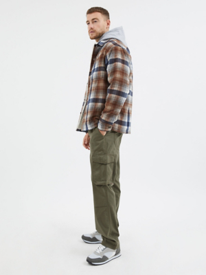 Khaki Straight Leg Cargo Trousers Men at ASDA