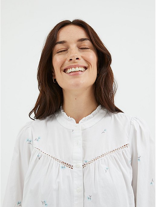 White Poplin Embroidered Blouse | Women | George at ASDA