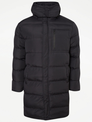 Brave Soul Black Padded Longline Coat Men at ASDA