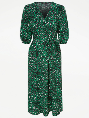 forest green dress velvet Green Leopard Dress main image 0