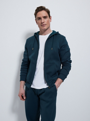 Teal Zip Up Hoodie Men at ASDA