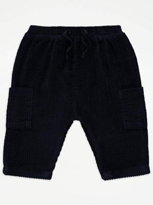 Navy Corduroy Trousers Baby George at ASDA