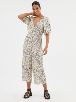 White Swirl Wrap Front Jumpsuit Women at ASDA