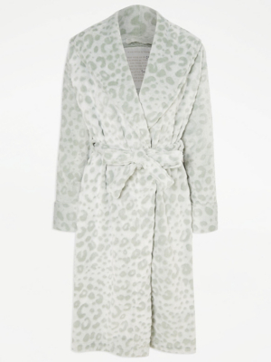 Sage Green Leopard Dressing Gown Lingerie at ASDA