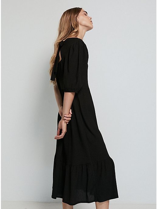 Black Bow Back Cheesecloth Midi Dress | Women | George at ASDA