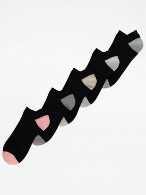 Black Shoe Liner Socks 5 Pack Lingerie at ASDA
