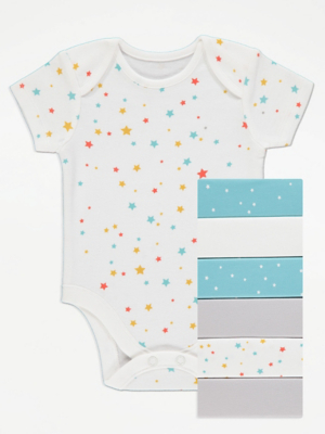 Star Short Sleeve Bodysuits 7 Pack Baby at ASDA