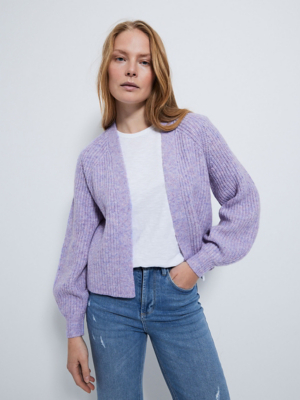 Lilac Ribbed Knitted Cardigan Women at ASDA