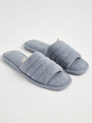 Blue Marl Open Toe Slippers Lingerie at ASDA
