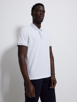 White Contrast Collar Polo Top Men at ASDA