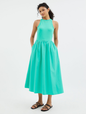 The Green Poplin Midi