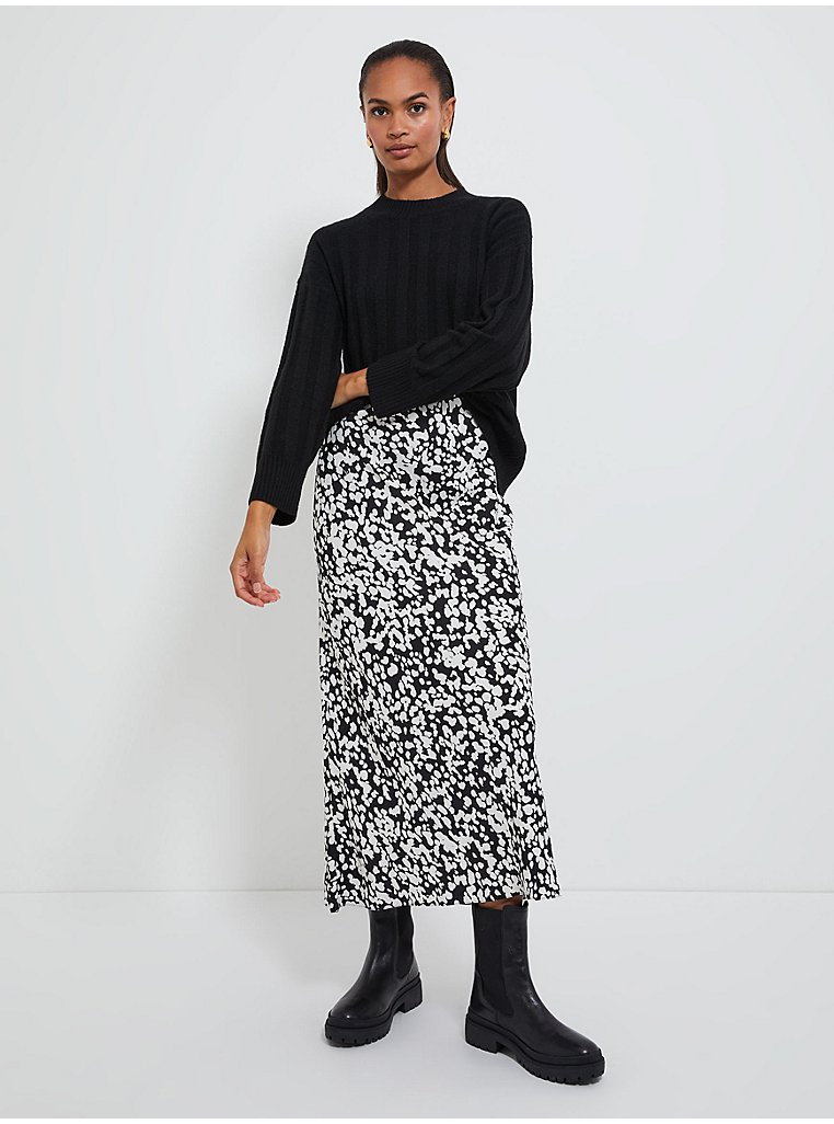 Black Patterned Satin Midi Skirt | Women | George at ASDA