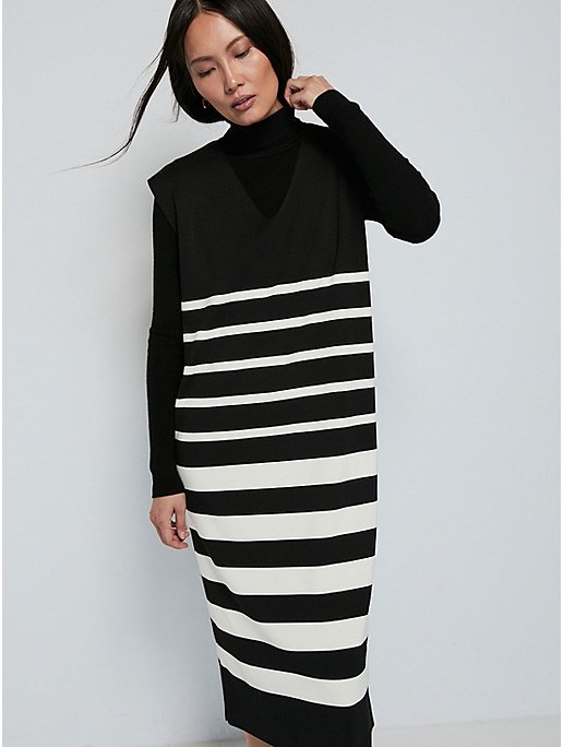 Striped V Neck Sleeveless Tunic Midi Dress | Women | George at ASDA