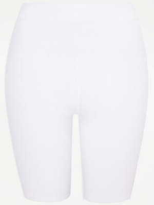 White Ribbed Cycling Shorts Women at ASDA