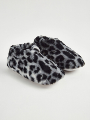 Grey Animal Slipper Socks Booties Lingerie at ASDA