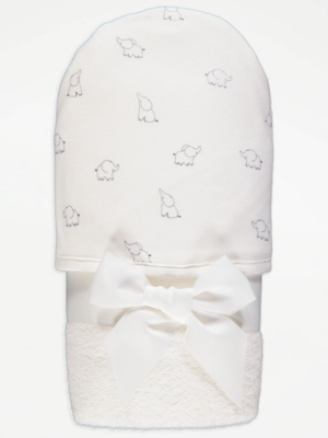 White Elephant Hooded Towel Baby at ASDA