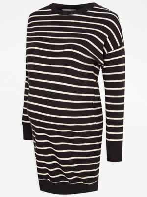 Maternity Black Striped Sweatshirt Dress Women at ASDA