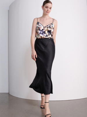 Studio Edit Black Satin Bias Cut Midi Skirt Women at ASDA