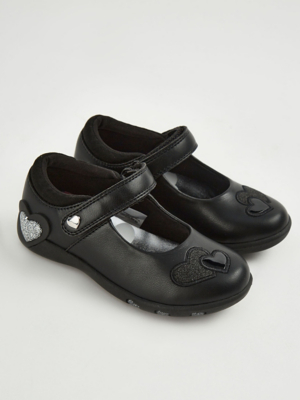 Black Heart Mary Jane School Shoes School at ASDA