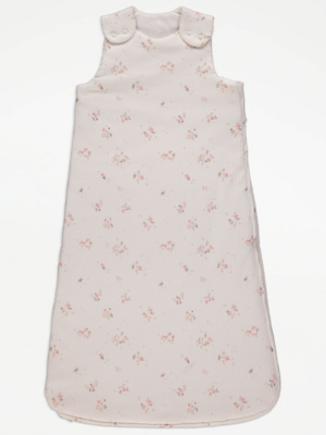 White Ribbed Floral Sleep Bag 2.5 Tog Baby at ASDA
