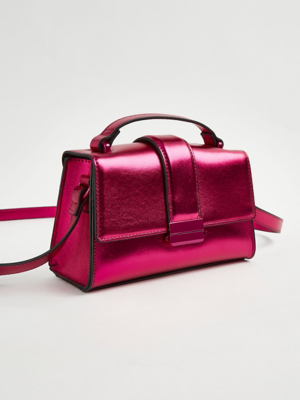 Bright Pink Metallic Handbag Women at ASDA