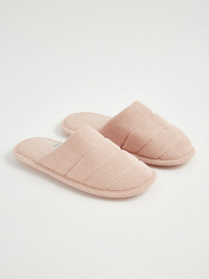 Pink Ribbed Mule Slippers Lingerie at ASDA