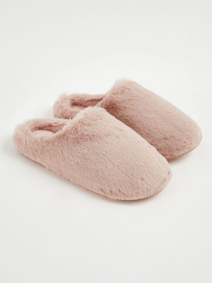 Pink Faux Fur Mule Slippers Lingerie at ASDA