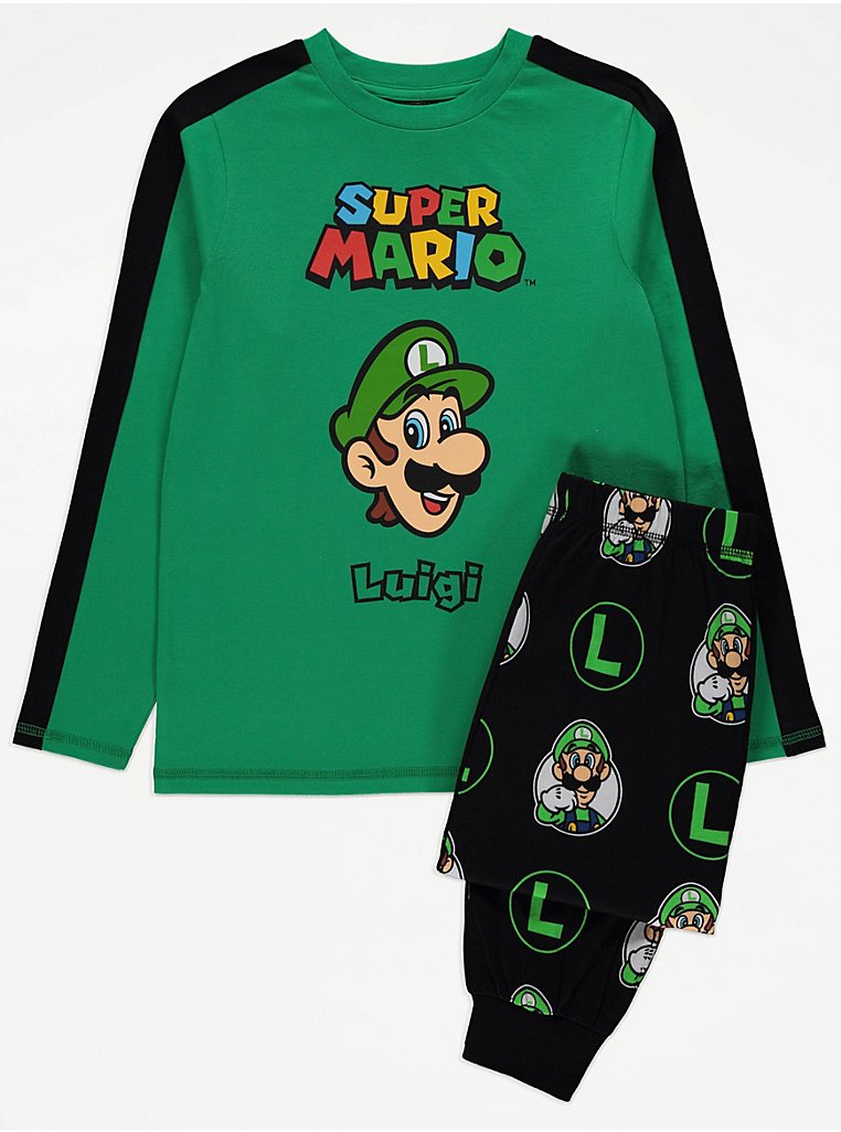 Super Mario Luigi Green Long Sleeve Pyjamas | Kids | George at ASDA