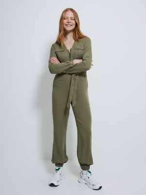 Khaki Belted Utility Jumpsuit Women at ASDA