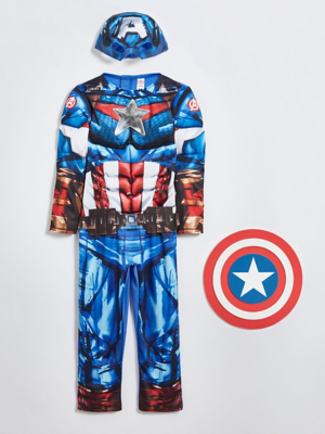 Marvel Captain America Blue Fancy Dress Costume Kids at ASDA