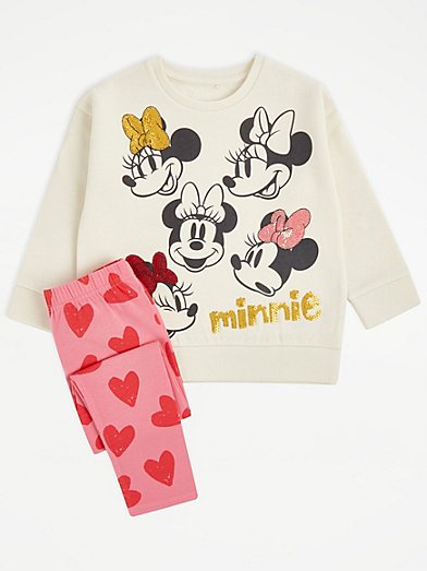 Disney 100 Minnie Mouse Black T-Shirt and Leggings Outfit