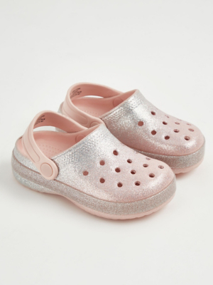 Pink Glitter Clogs Kids at ASDA