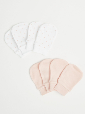 Tiny Heart Scratch Mitts 4 Pack Baby at ASDA