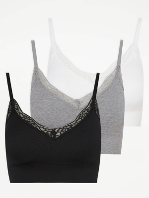 Seam Free Lace Trim Pull On Bras 3 Pack Lingerie at ASDA