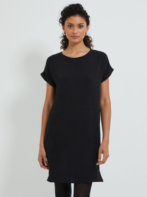 Black Woven Tunic Mini Dress Women at ASDA