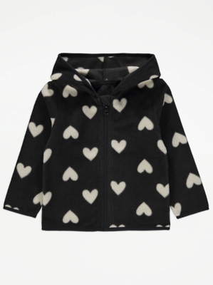 Charcoal Heart Zip Up Fleece Kids at ASDA