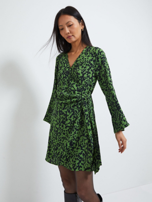 slim fit dress slacks Green | Leopard Print Wrap Midi Dress main image 0
