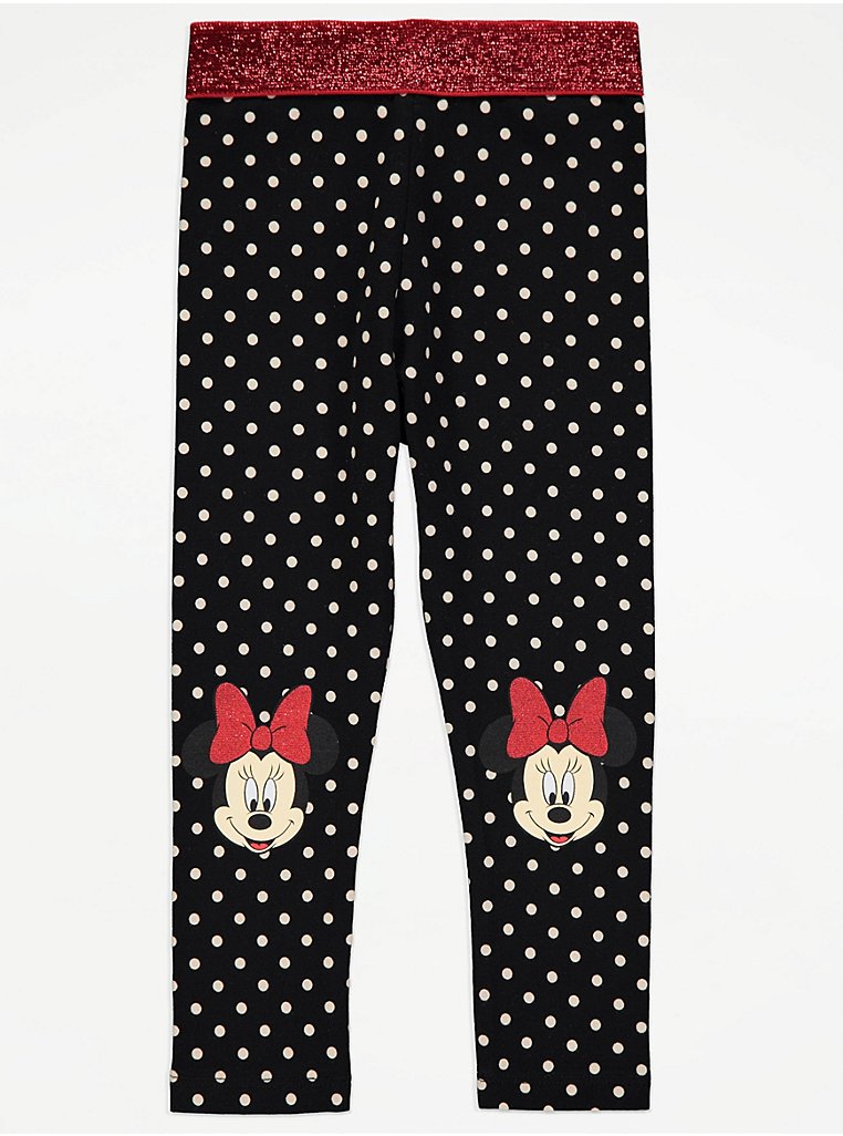 Disney Minnie Mouse Black Polka Dot Leggings, Kids