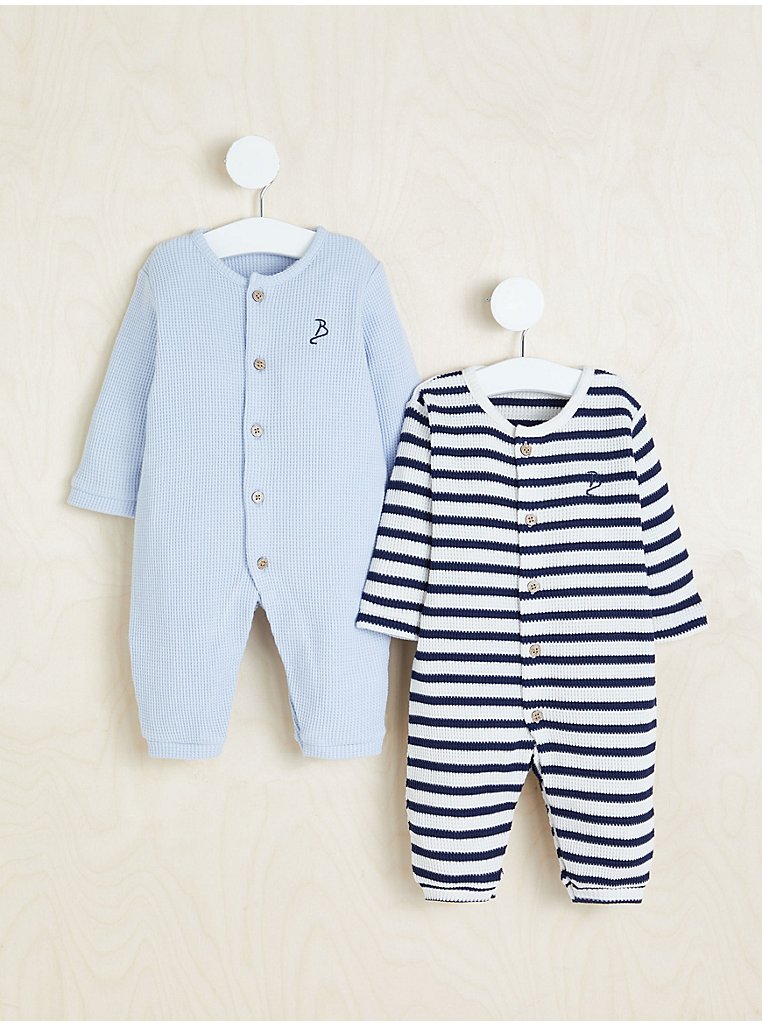 Billie Faiers Waffle Striped All In Ones 2 Pack | Baby | George at ASDA