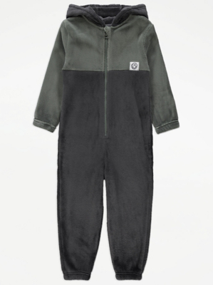 Colour Block Fleece Onesie Kids at ASDA