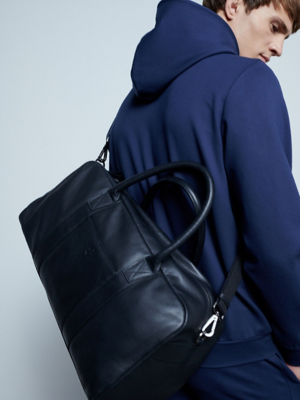 Studio Edit Black Leather Holdall Men at ASDA