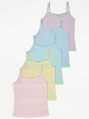 Pastel Cami Vests 5 Pack Kids at ASDA