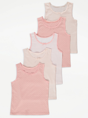 Pink Patterned Vests 5 Pack | Kids | George at ASDA