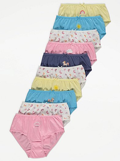 Paster color briefs with the days of the week printed- 7 pack