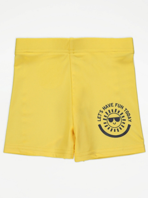 Yellow Sunshine Print Swim Trunks Kids at ASDA